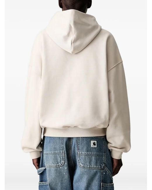 WRSTBHVR Natural Logo-Embroidered Pouch-Pocket Hoodie