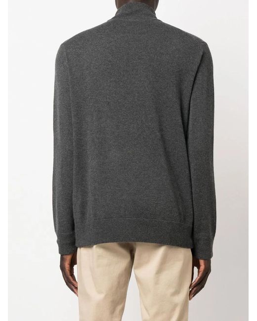 Polo Ralph Lauren Gray Embroidered-Logo Zip-Up Cardigan for men
