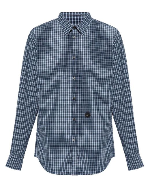 DSquared² Blue Logo-patch Plaid Cotton Shirt for men