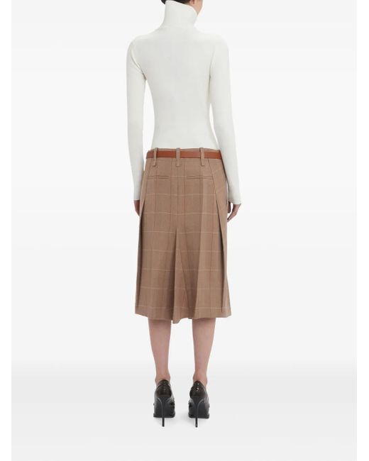 Victoria Beckham Brown Asymmetrischer Rock Mit Karomuster