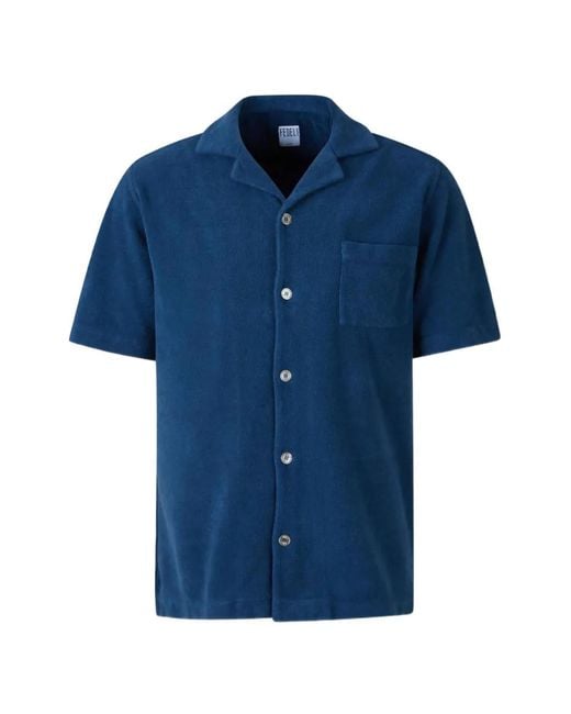 Fedeli Blue Patch-Pocket Shirt for men