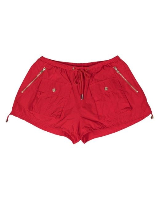 Cynthia Rowley Red Cargo-pocket Bloomer Shorts