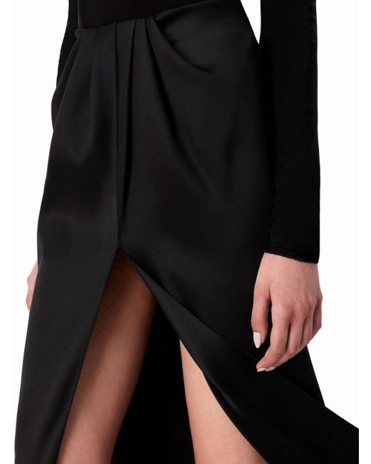 Giorgio Armani Black Draped-detail Silk Skirt