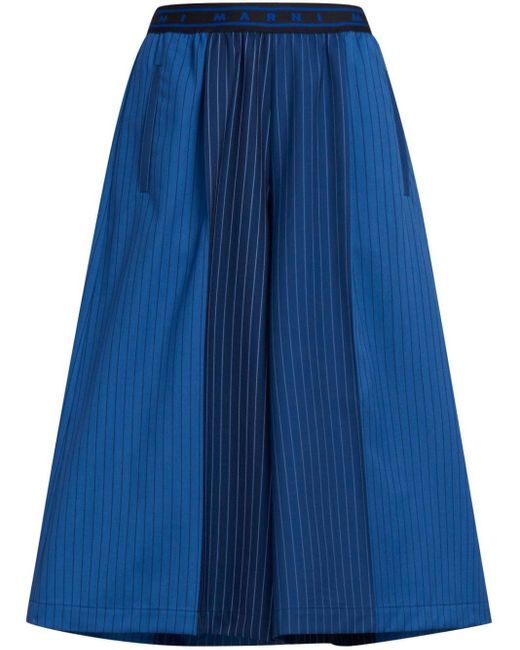 Marni Blue Colour-block Pinstriped Culottes