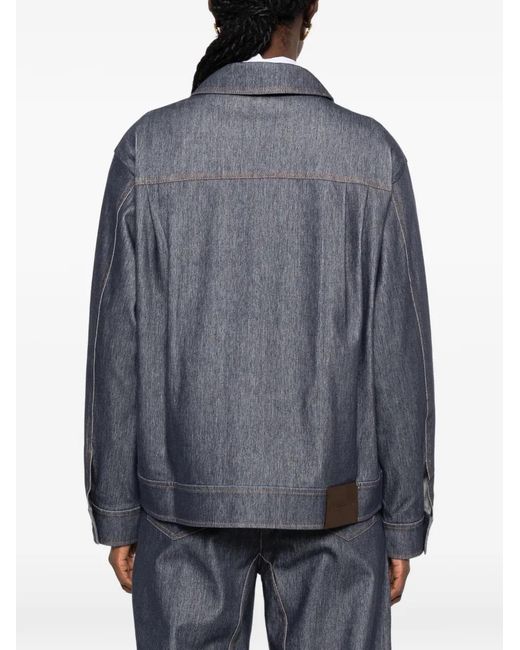 Max Mara Gray Contrast-Stitch Denim Jacket