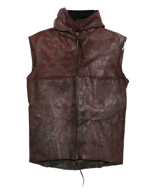 Ma+ Brown Sleeveless Hoodie for men
