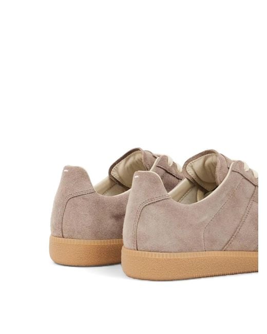 Maison Margiela Pink Replica Panelled Suede Sneakers for men