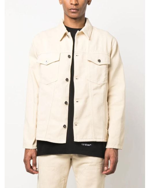 Off-White c/o Virgil Abloh Natural Light Classic Denim Jacket With Logo Detail And Belted Waist Tabs for men