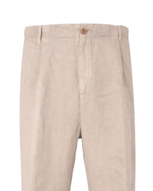 Pantalones con pinzas 120% Lino de hombre de color Natural