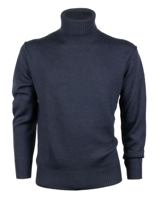 Paolo Pecora Blue Roll-Neck Wool Sweater for men