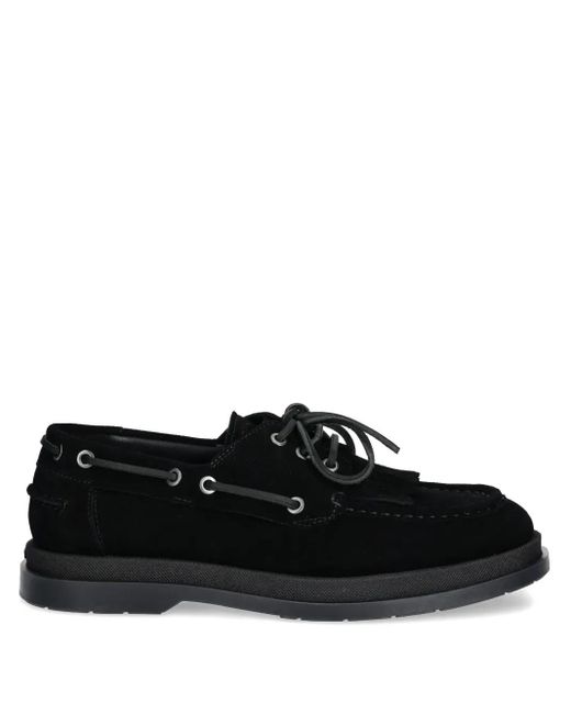 HUGO Black Fringe-detail Suede Loafers for men