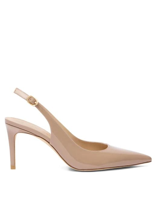 Stuart Weitzman White 75Mm Stuart Power Pointed Sling-Back Pumps