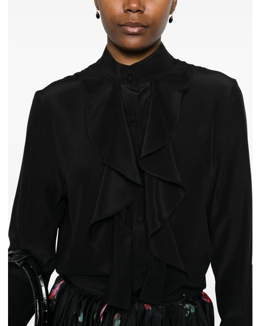 McQueen Black Ruffled-Detail Blouse