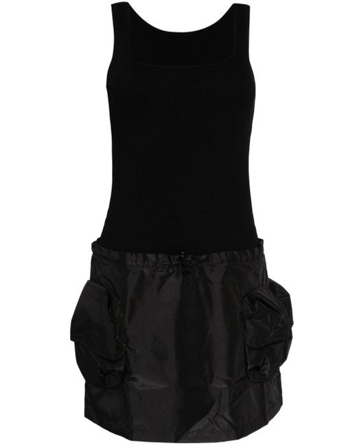 JNBY Black Contrasting-fabrics Sleeveless Minidress