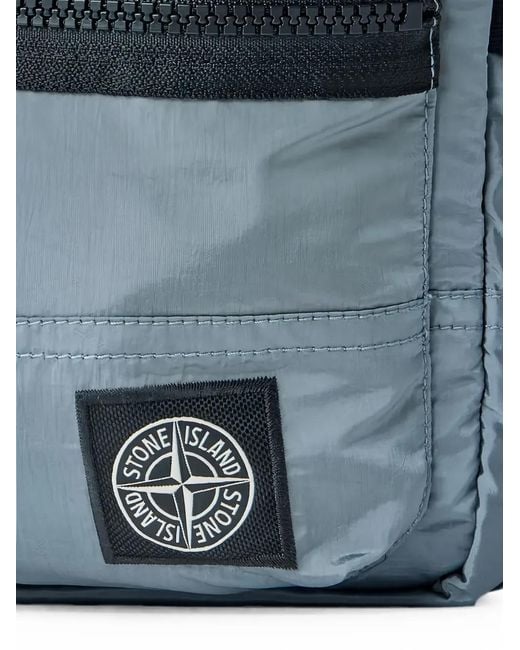 Stone Island Blue Logo-Patch Cross Body Bag for men