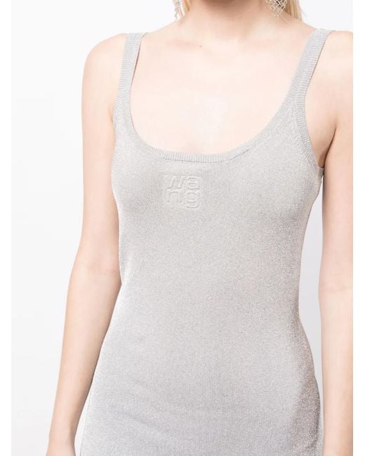 Alexander Wang White Logo-Embossed Tank Dress