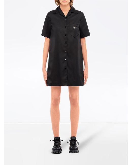 Prada Logo-patch Shirt Dress in Black | Lyst Canada