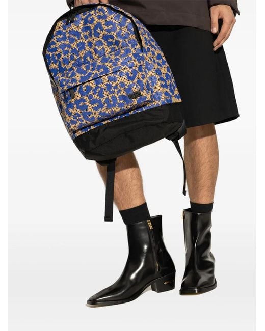 Issey Miyake Blue Geometric Pattern Backpack for men