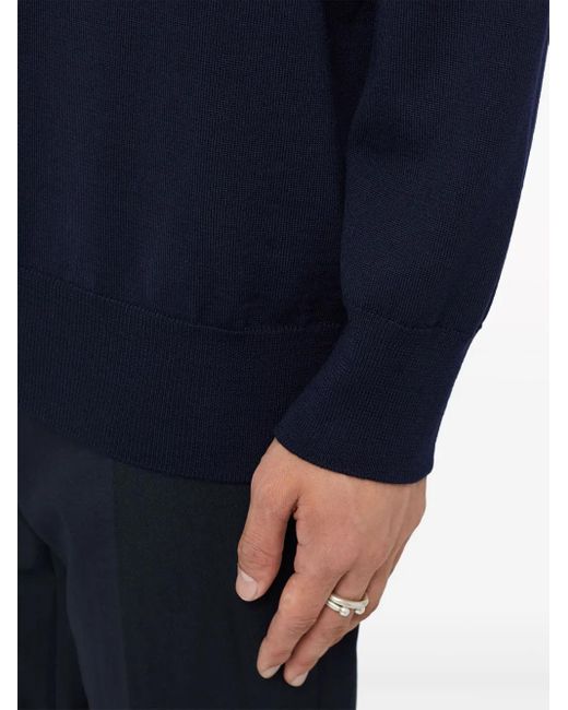 Jil Sander Blue Fine-Knit Wool Jumper for men