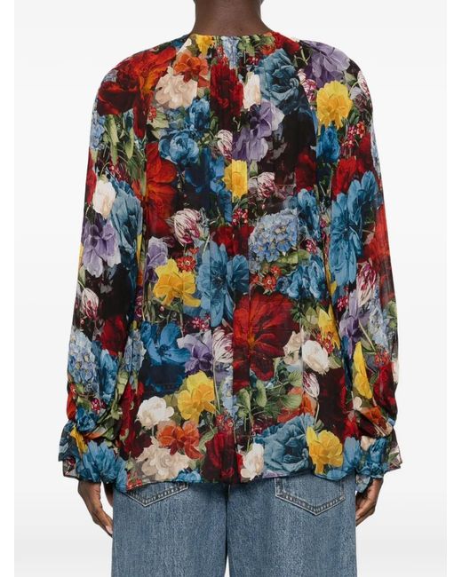 Alice + Olivia White Printed Blouse