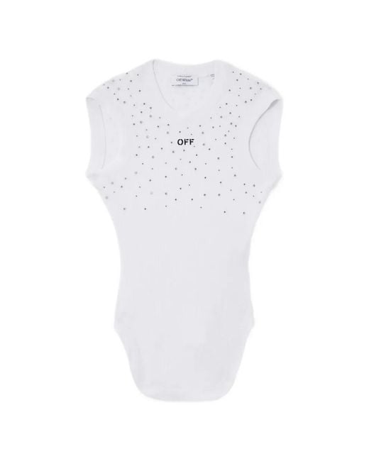 Off-White c/o Virgil Abloh White X Swarovski Kat Crystal-Embellished Ribbed Top