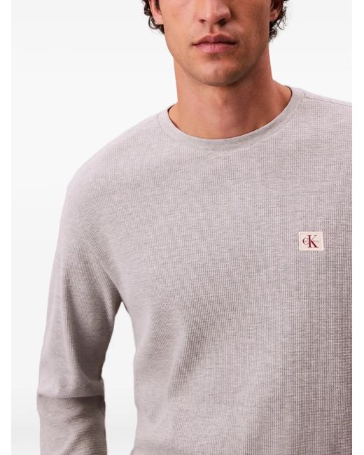 Calvin Klein White Long-Sleeve Patch T-Shirt for men