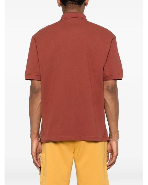 Stone Island Red Button Polo Shirt for men