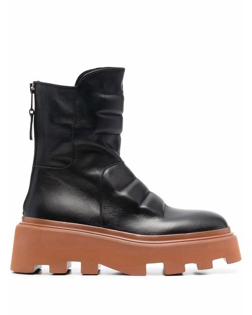Elena Iachi Brown Chunky-Sole Leather Boots