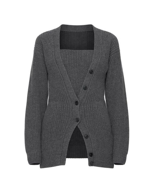 Alexander Wang レディース グレー スクエアネック カーディガン 