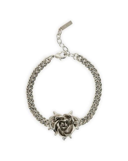 we11done Metallic Spiky Rose-Detail Bracelet
