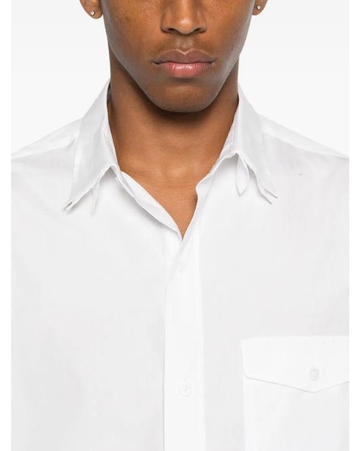 Yohji Yamamoto White Chest-Pocket Button-Down Shirt for men