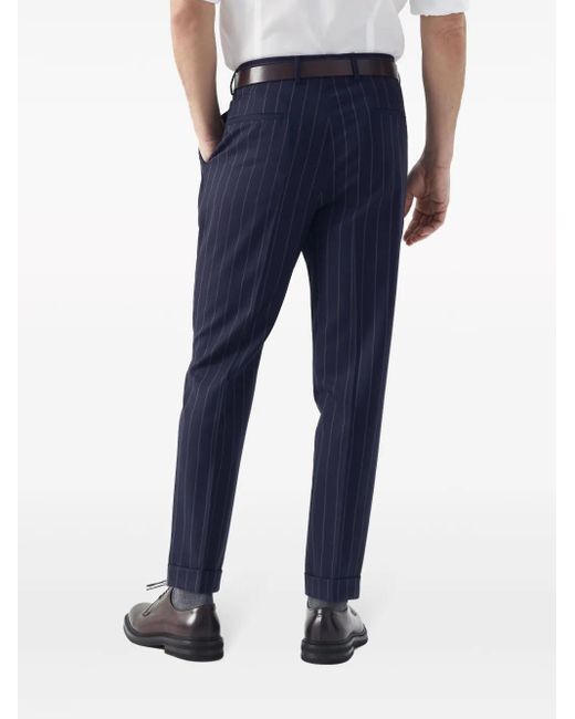 Brunello Cucinelli Blue Tapered-Leg Wool Trousers for men