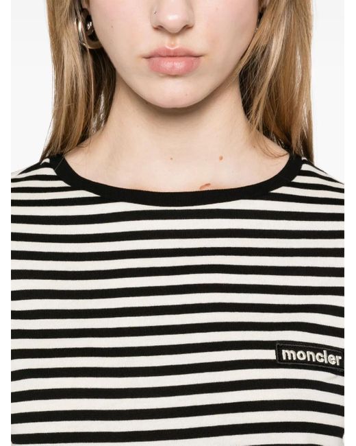 Moncler ストライプ Tシャツ Black
