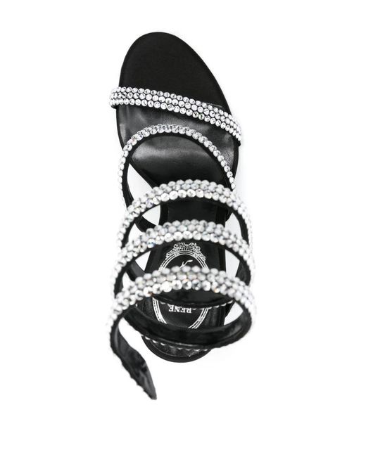 Rene Caovilla Black Cleo 105Mm Rhinestone-Embellished Sandals