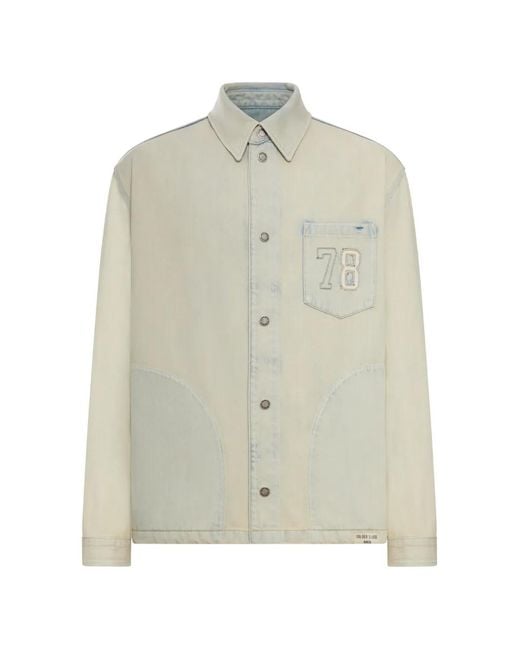 Golden Goose Deluxe Brand White Journey M's Denim Work Jacket Peter Bleach Laguna Wash for men