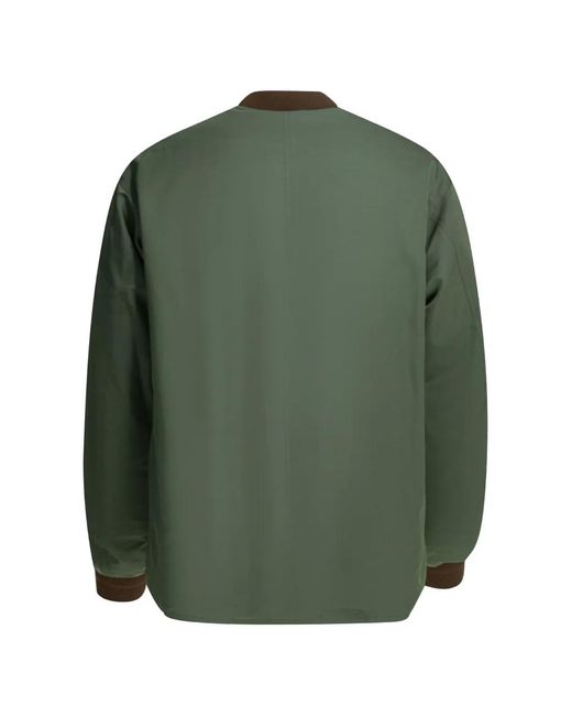 Visvim Green Contrast-Trim Button-Up Bomber Jacket for men