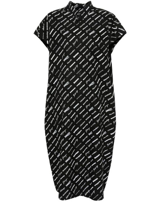 Balenciaga Black Logo-print Shirt Dress