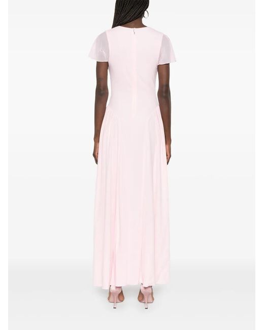 ROTATE BIRGER CHRISTENSEN Pink Robe Longue À Col V