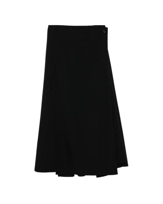 Yohji Yamamoto Black Gabardine Midi Skirt