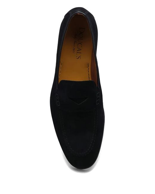 Doucal's Black Leather Loafers for men