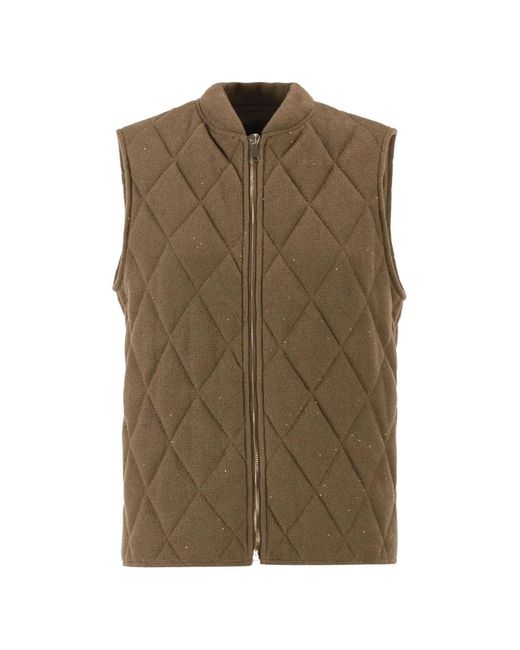Fabiana Filippi Green Quilted-Design Sequin-Embellished Gilet