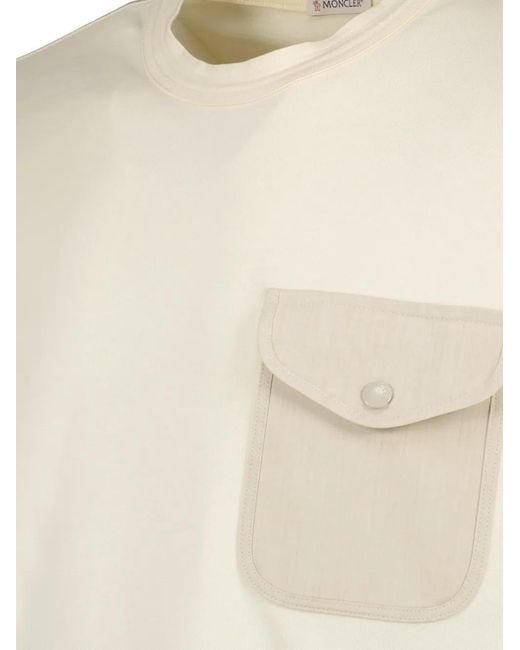 Moncler White T-Shirt À Détail De Poches for men