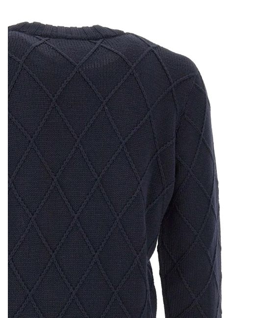 FILIPPO DE LAURENTIIS Blue Diamond-Weave Crew-Neck Sweater for men