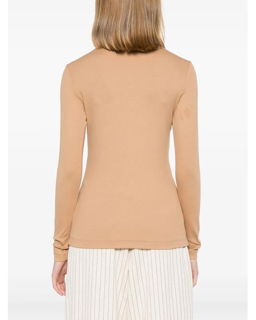 Fabiana Filippi Natural Knit-Collar T-Shirt