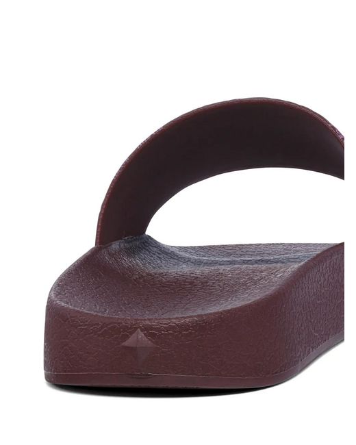 MCM Purple Monogram-Print Slides