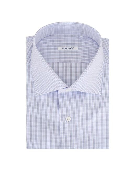 Fray Blue Check-Pattern Cutaway-Collar Shirt for men