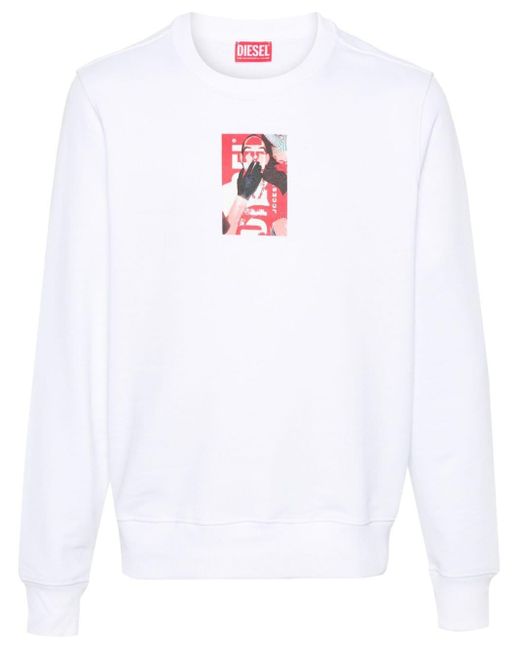 DIESEL White S-ginn-n1 Cotton Sweatshirt for men