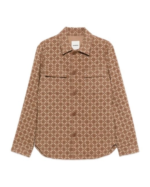 Sandro Brown Geometric-Pattern Jacket for men