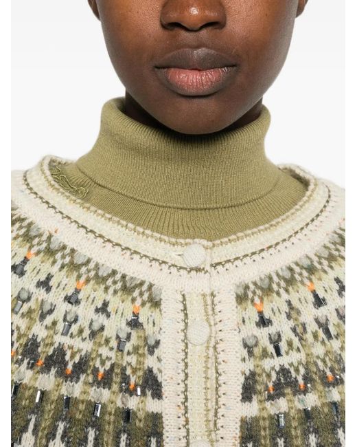 Ermanno Scervino White Sequin-Embellished Cardigan