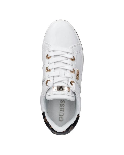Guess White Logo-Plaque Panelled Sneakers